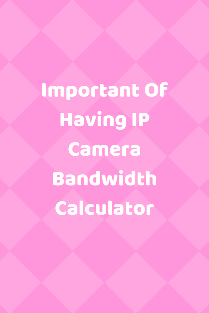 Important Of Having IP Camera Bandwidth Calculator Securities Cameras